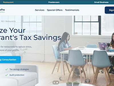 Tax landing page Header accounting firm animation landing page