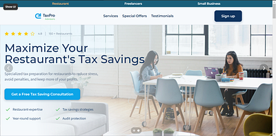 Tax landing page Header accounting firm animation landing page