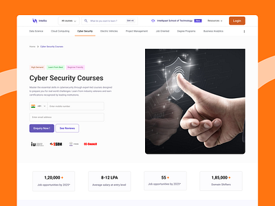 Edutech Product - Intellio courses cyber e learning edutech india learn learning mobile responsive portal salary sass service students study tags time period ui user interface web design web3