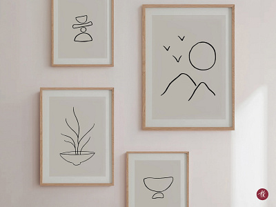 Japanese Art Posters abstract art abstract shapes balance doodle hand drawn ikebana ikigai japandi art japanese meditation minimalist modern poster sketch vector illustration wabi sabi zen wall art