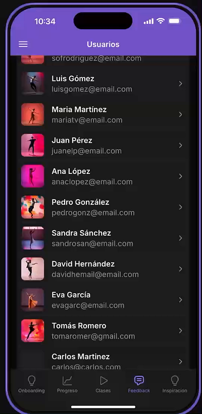 DanzaApp experiencia del usuario