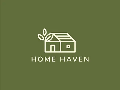 "Home Haven" – Minimal Line Art Logo with Nature Elements brand identity branding design design logo flat graphic design home icon illustration leaf logo logo design logos logotype modern modern logo nature timeless ui unique