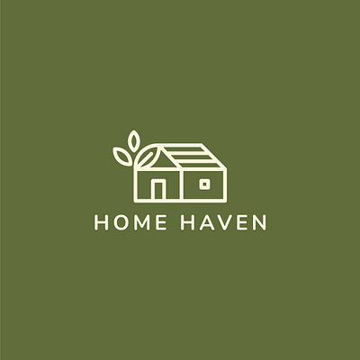 "Home Haven" – Minimal Line Art Logo with Nature Elements brand identity branding design design logo flat graphic design home icon illustration leaf logo logo design logos logotype modern modern logo nature timeless ui unique