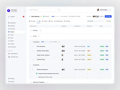 QuickSuite: Kanban & list view agencymanagement allinoneplatform businesssoftware clientexperience crmsoftware dashboarddesign designagency digitalagencytool documenthub freelancertool invoiceautomation kanbandesign productivityapp saasdesign servicebasedbusiness smallbusinesstech taskmanagement uiinspiration uxdesign workflowsolution