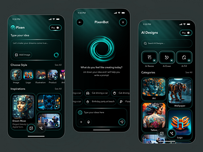 Futuristic Art Generator App – AI Design & Concept Creation UI ai ai app ai app ui ai art app ai generator ai illustration app ai interface app design art app ui art generator futuristic ui mobile mobile app ui design