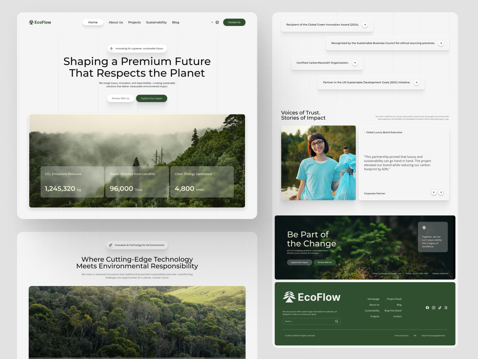 EcoFlow – Premium Sustainability & Environment Landing Page UI climat design design inspiration environment landingpage nature sustainability ui