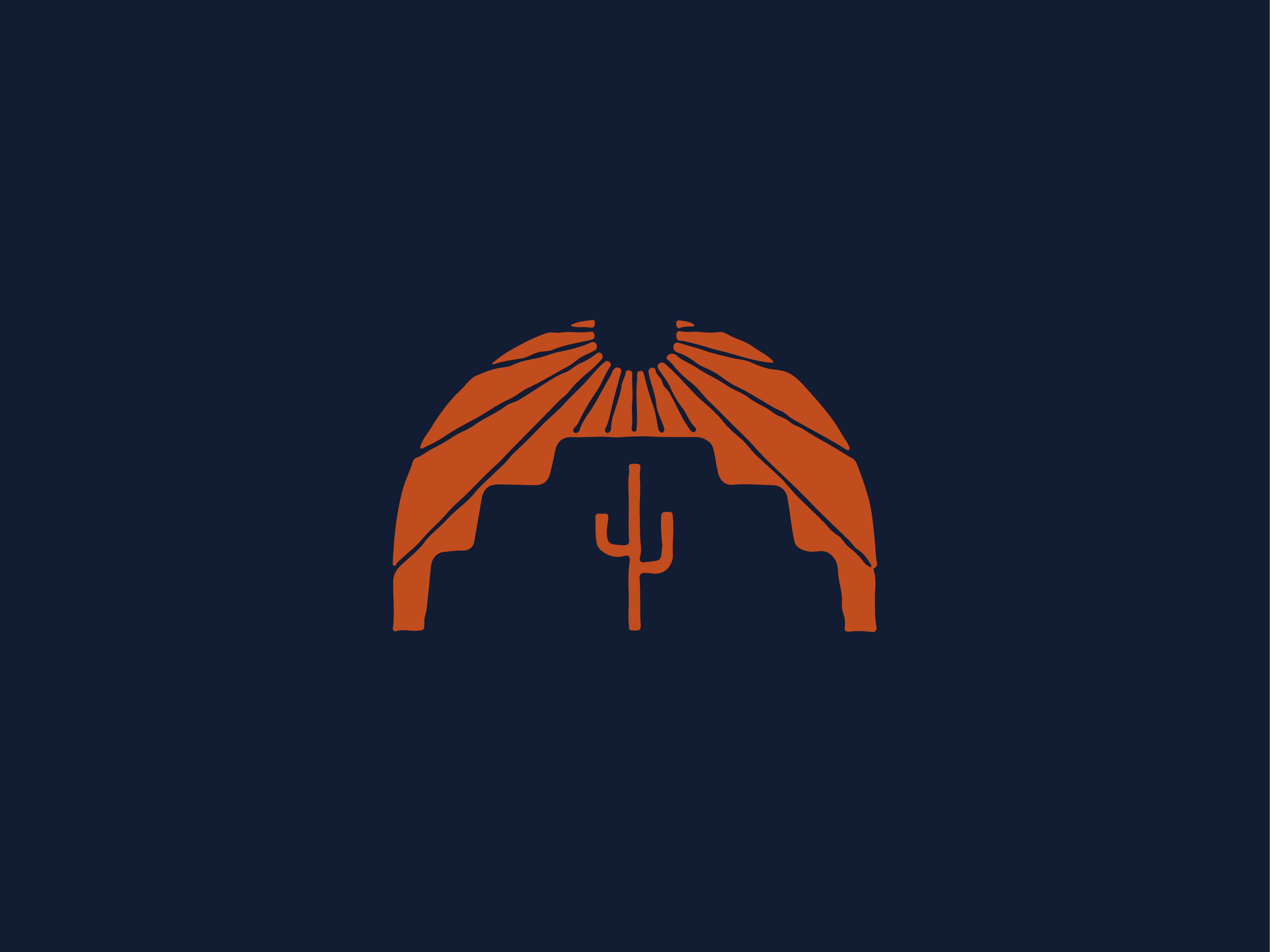 Under the Desert Sun cactus logo mesa mountain outdoors rays rust southwest sun