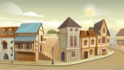 Old Town Background Cartoon app branding design graphic design illustration logo typography ui ux vector