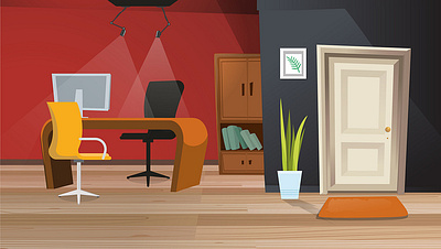 Office Background Cartoon app branding design graphic design illustration logo typography ui ux vector