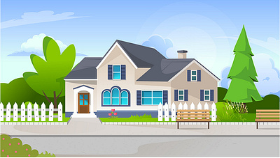 Cartoon House Background app branding design graphic design illustration logo typography ui ux vector