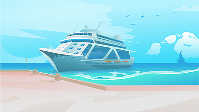 Cartoon Ship Background app branding design graphic design illustration logo typography ui ux vector