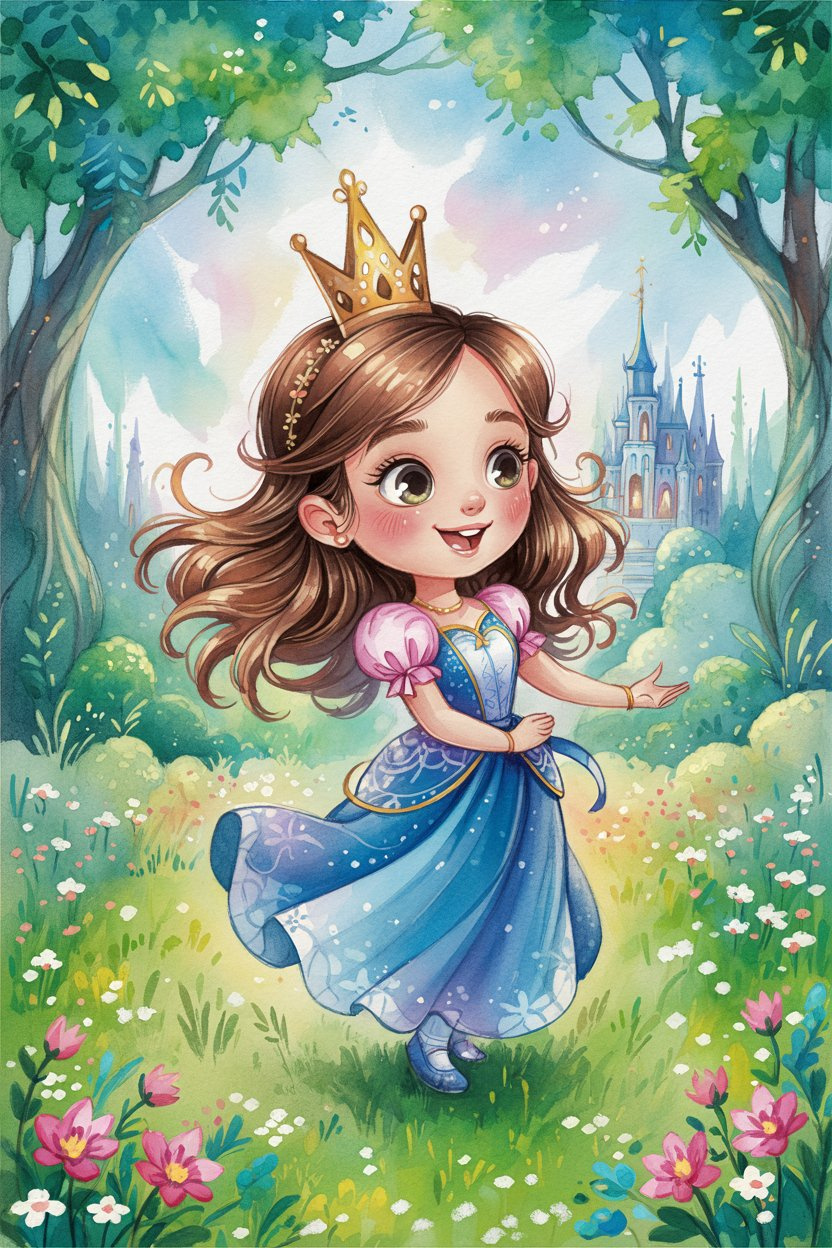 Prompt: เจ้าหญิงน้อยน่ารักยืนอย่างสง่างามบนทุ่งดอกไม้สีสันสดใส ป app branding design graphic design illustration logo typography ui ux vector