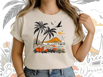Tropical Ocean Breeze T‑Shirt Design – Breathe and Relax adventure beach clothing design fashion illustration nature ocean sea summer travel tropical tshirt typography ui vector vibe
