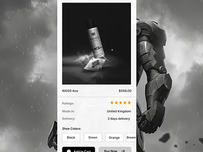 E-commerce Mobile App Design For The Sale Of A Single RIGGS. design ui ux web design website