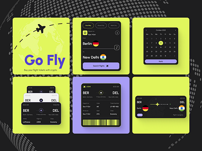 Go Fly — The Future of Effortless Travel branding design flights ui vector widgets