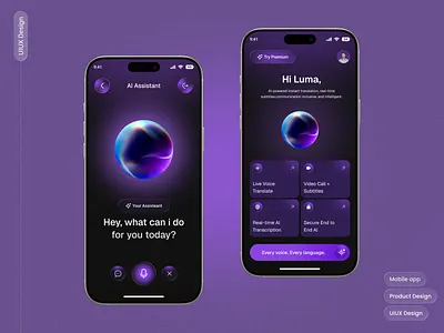 AI Assistant App Design ai ai app ai app design ai startup ai technology ai voice artificial intelligence chat gpt dailyui design veli dribbble figmadesign ios app design machine learning mind journey mobile app mobile app design product tech userinterface