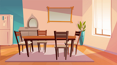 Dining Room Background Cartoon app branding design graphic design illustration logo typography ui ux vector