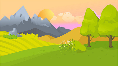 Spring Cartoon Background app branding design graphic design illustration logo typography ui ux vector