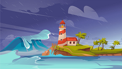 Tsunami Cartoon Background app branding design graphic design illustration logo typography ui ux vector