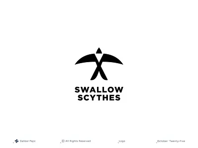 Swallow Scythes logo bird bold brand branding clean concept contrast free geometry graphic design icon idea illustration logo minimal modern sharp symobl wings