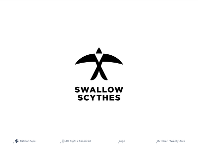 Swallow Scythes logo bird bold brand branding clean concept contrast free geometry graphic design icon idea illustration logo minimal modern sharp symobl wings