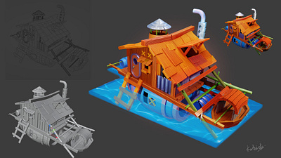 Floating house 3d concept art game art game ui home house illustration