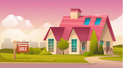 Real Estate Cartoon Background Image app branding design graphic design illustration logo typography ui ux vector