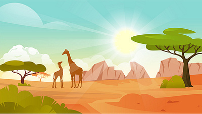 Cartoon Savannah Background app branding design graphic design illustration logo typography ui ux vector