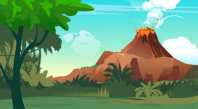 Cartoon Volcano Background app branding design graphic design illustration logo typography ui ux vector