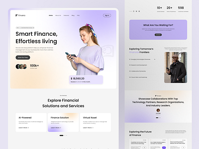 Finvero - Fintech Website Design bank crm e banking finance finance landing page fintech fintech landing page fintech website investment landing page money transfer saas ui ux wallet website