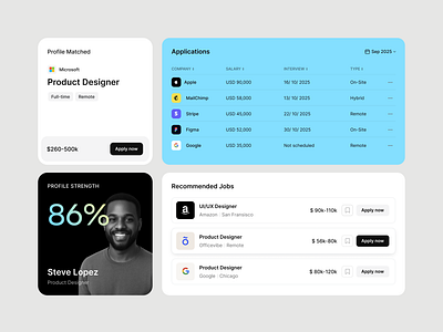 Job Portal Dashboard applications company creative dashboard design find job hiring interview job finder job listing job portal job search jobs landing page product ui uiux ux web web app