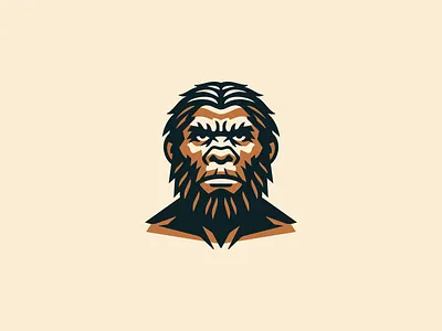Neanderthal Logo beard bold branding design emblem historic icon identity illustration logo man mark neanderthal primate primitive raw rugged symbol vector