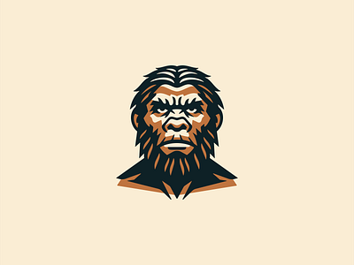 Neanderthal Logo beard bold branding design emblem historic icon identity illustration logo man mark neanderthal primate primitive raw rugged symbol vector