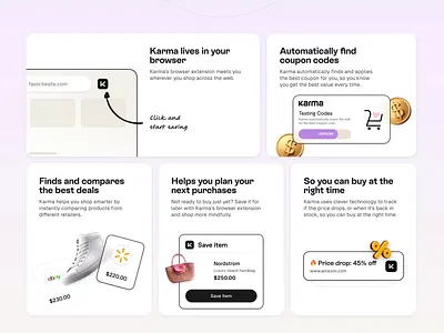 Interactive Bento Grid for Karma animated deals figma framer jitter landing page motion shopping ui user interface web web design