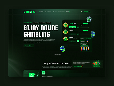 NoToKYC – Anonymous Online Gambling Landing Page crypto crypto gambling crypto landing page crypto website game game landing page landing landing page online casino ui ux web website
