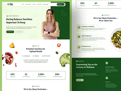🥦💚 Diet Discipline app design branding design diet planner diet website figma health website landing page meal planning website medical landing page medical website nutrition website nutritionist landing page ui ui design uiux ux web ui website design wellness landing page