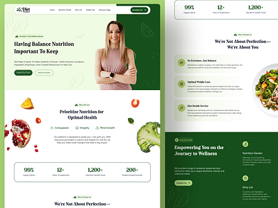🥦💚 Diet Discipline app design branding design diet planner diet website figma health website landing page meal planning website medical landing page medical website nutrition website nutritionist landing page ui ui design uiux ux web ui website design wellness landing page