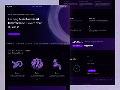 UiXD Studio 3d agency site animation branding design design website hero section illustration infographics landing page one pager ui ux vector web design website
