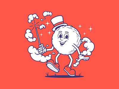 Magical Meatball Illustration cartoon character character design food illustration illustration retro magic meatball merchandise poster retro retro cartoon retro chatacter t shirt t shirt design wizard