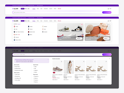 GLAMI: Main navigation redesign ai search clean landing page main menu navigation redesign responsive ui ux website