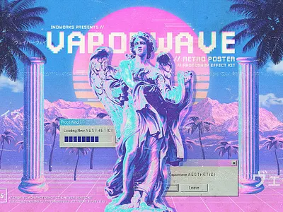 Vaporwave Retro PS Action 3d animation graphic design motion graphics ui