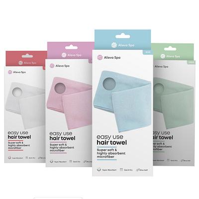 Alieva Spa Hair Towel Box Design box clean cotton hair towel microfiber minimal modern packaging packaging design product towel