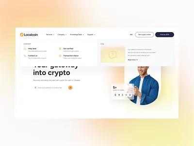 Localcoin: Canada's largest Bitcoin ATM network website atm bitcoin blockchain canada crypto cryptocurrency gradient landingpage localcoin menu navigation visux web3