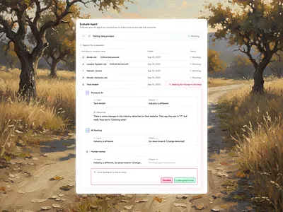 Evals AI Agents modal for AI Agent builder agent evals agentic ai ai ai agents ai evals evals evaluations modal popup