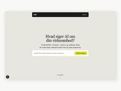 Topbar landing page for AI website animation ai landingpage aoe danish saas llmo navbar topbar