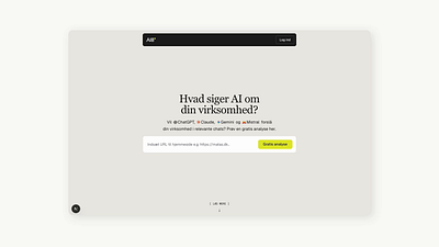 Topbar landing page for AI website animation ai landingpage aoe danish saas llmo navbar topbar