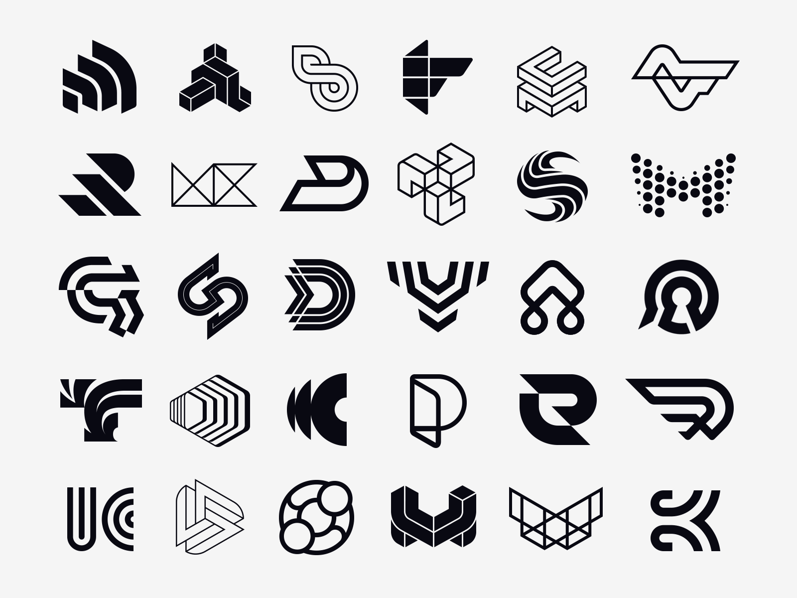 Monochromatic Logo Collection abstract brand identity branding creative logo design flat graphic design icon lettermark logo collection logo design logofolio logotype mark monocolor monogram symbol tech branding