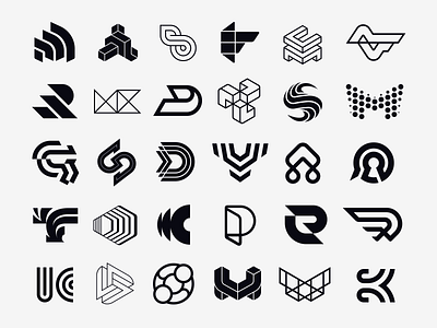 Monochromatic Logo Collection abstract brand identity branding creative logo design flat graphic design icon lettermark logo collection logo design logofolio logotype mark monocolor monogram symbol tech branding
