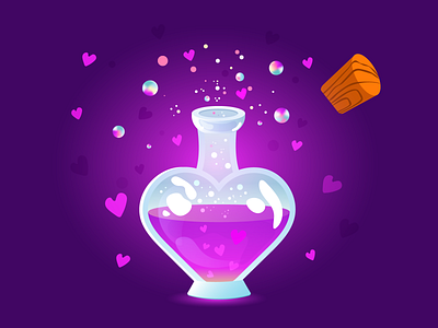 Love potion adobe illustrator cartoon style graphic design heart illustration love love potion pink potion valentines day violet