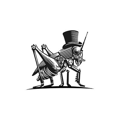 Gentleman grasshopper vintage logo brand branding for sale gentlemen grasshopper hat illustration logo mark nagual design